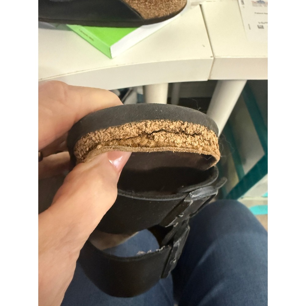 Birkenstock Arizona Black Leather Sandals EU 35 US 4-5 Cork Wear Repair Project - Picture 8 of 9